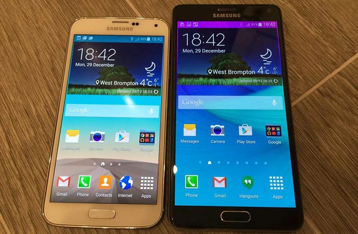  Galaxy S5 در کنار Galaxy Note 4 