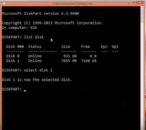 Format the defective memory card using the command prompt