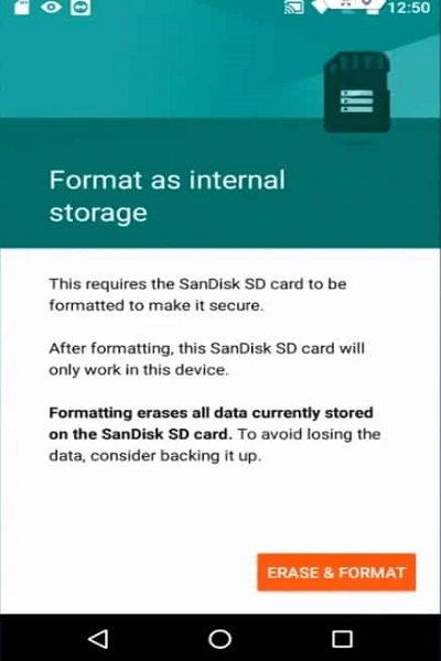 کارت حافظه SD به عنوان حافظه داخلی