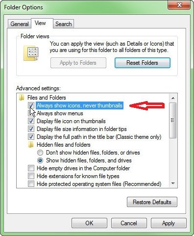 از Folder Options نمایش این فایل را محدود کنید.